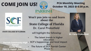 October 23 Parrish Civic Association Monthly Meeting
